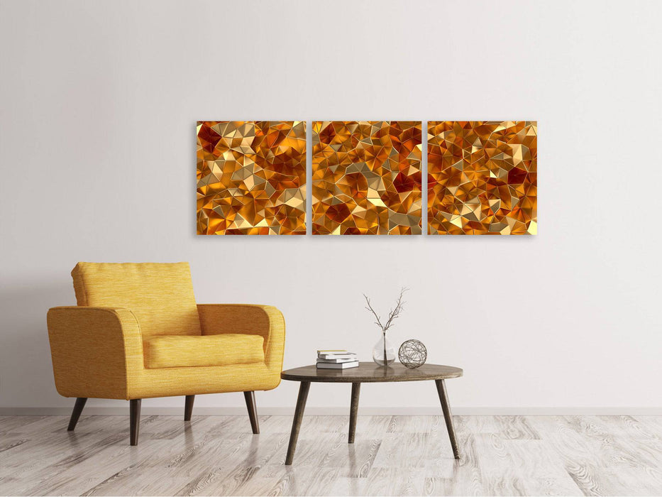 Panoramic 3-piece canvas picture 3D amber