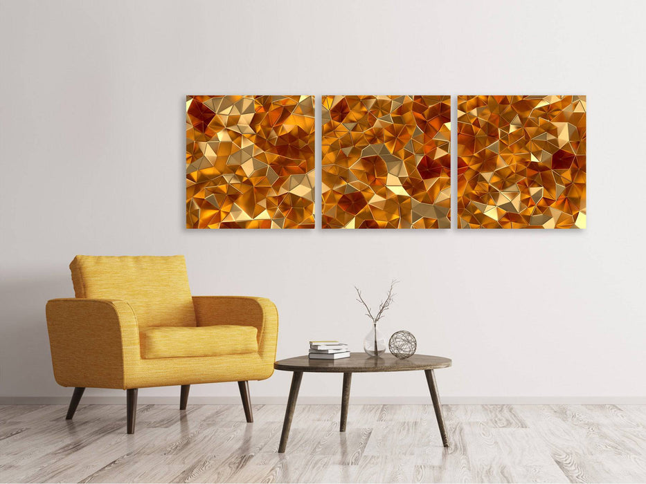 Panoramic 3-piece canvas picture 3D amber