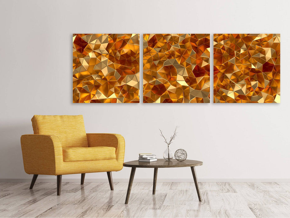 Panoramic 3-piece canvas picture 3D amber