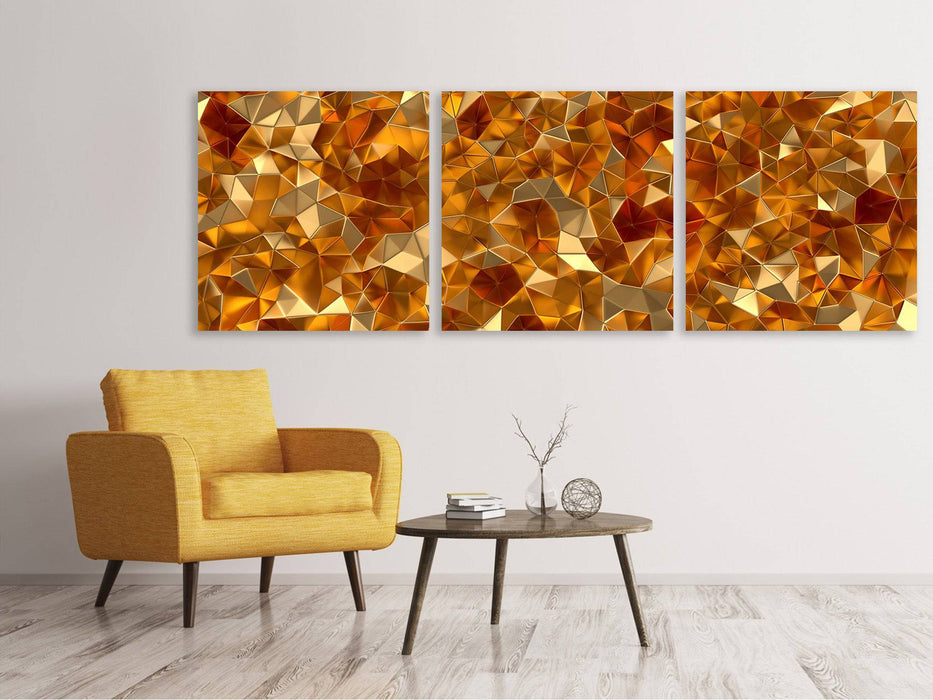 Panoramic 3-piece canvas picture 3D amber