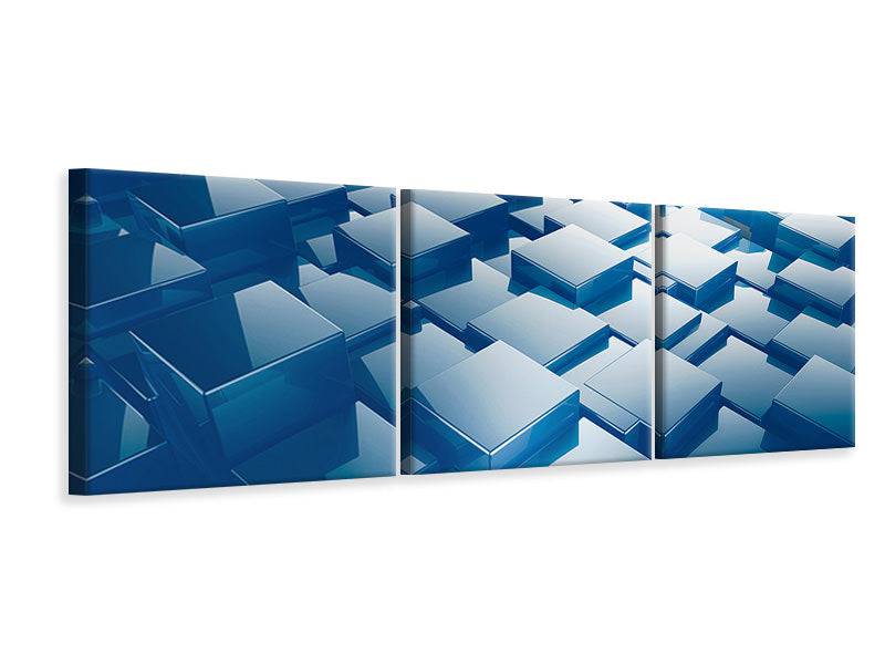 Panorama canvas picture 3 parts 3D cubes