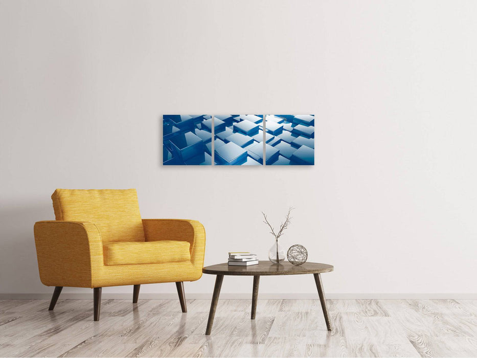 Panorama canvas picture 3 parts 3D cubes