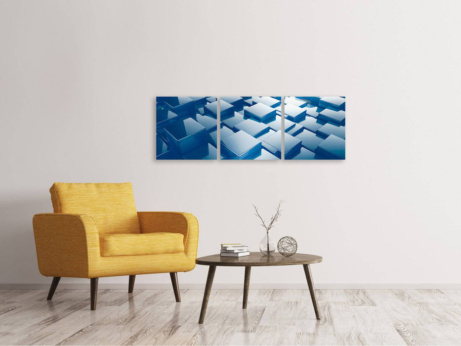 Panorama canvas picture 3 parts 3D cubes