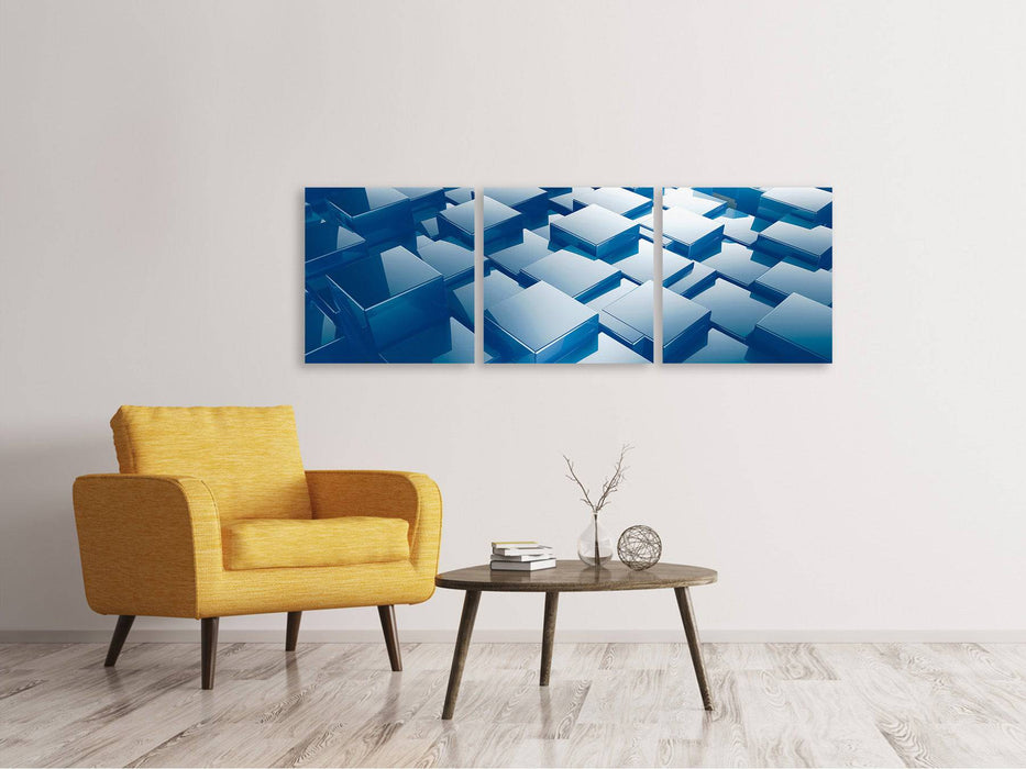 Panorama canvas picture 3 parts 3D cubes