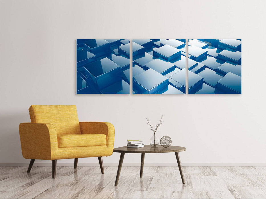 Panorama canvas picture 3 parts 3D cubes