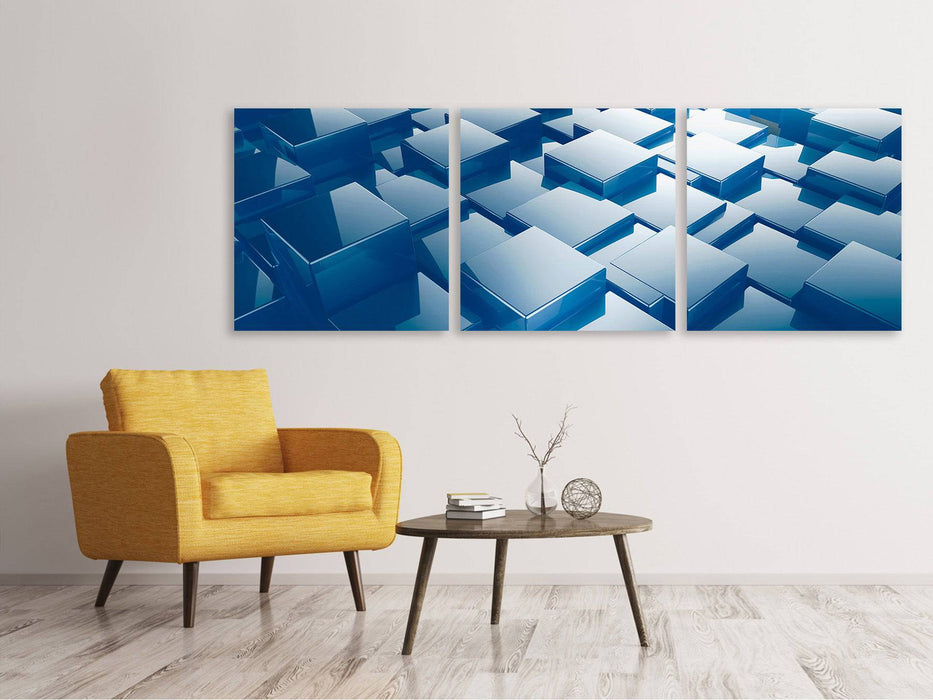 Panorama canvas picture 3 parts 3D cubes