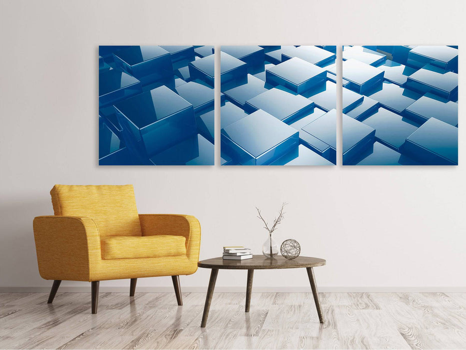 Panorama canvas picture 3 parts 3D cubes