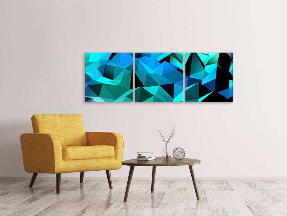 Panoramic 3-piece canvas picture 3D Diamonds