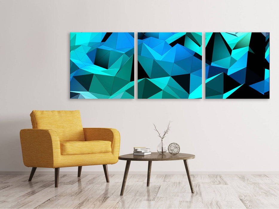 Panoramic 3-piece canvas picture 3D Diamonds