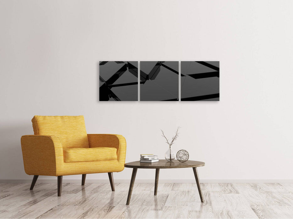 Panorama canvas picture 3 parts 3D triangular surfaces