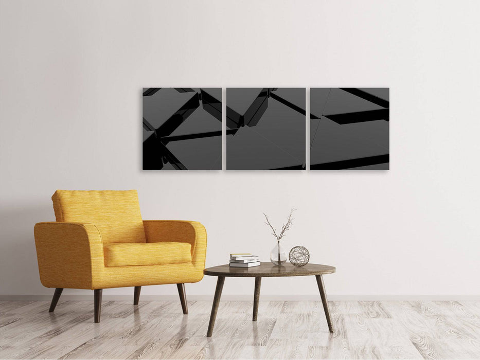 Panorama canvas picture 3 parts 3D triangular surfaces