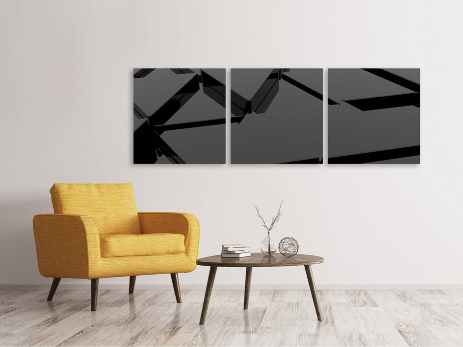 Panorama canvas picture 3 parts 3D triangular surfaces