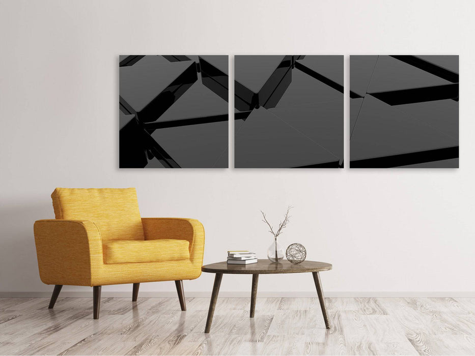 Panorama canvas picture 3 parts 3D triangular surfaces