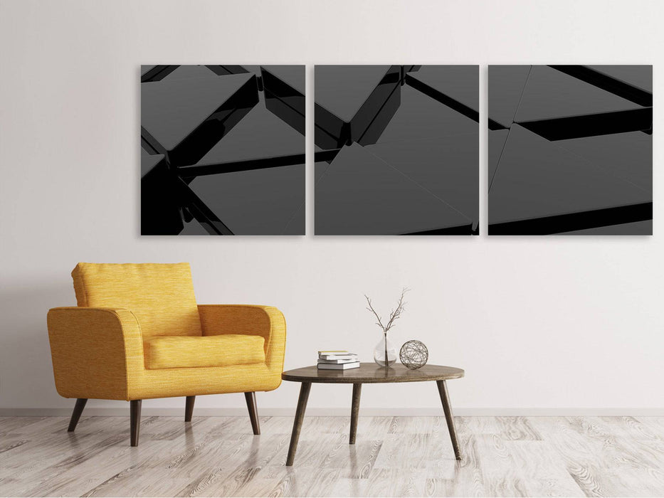 Panorama canvas picture 3 parts 3D triangular surfaces