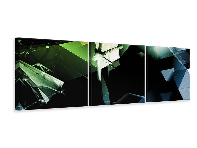 Panoramic 3-piece canvas picture 3D polygon