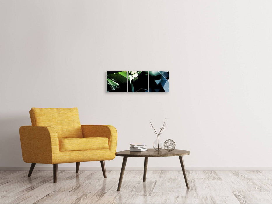 Panoramic 3-piece canvas picture 3D polygon