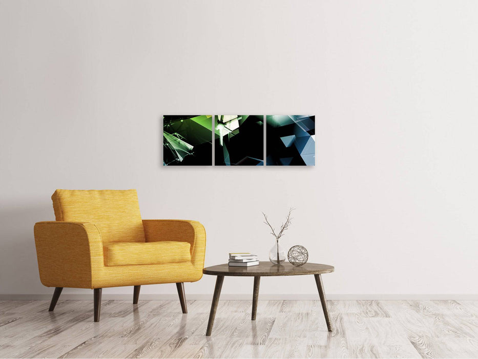 Panoramic 3-piece canvas picture 3D polygon