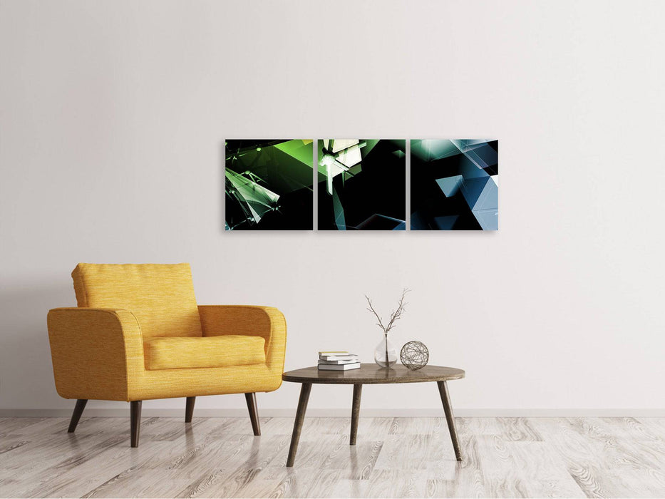 Panoramic 3-piece canvas picture 3D polygon