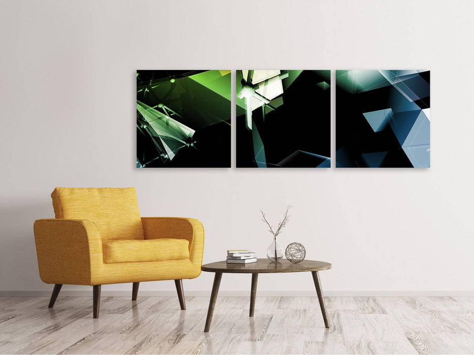 Panoramic 3-piece canvas picture 3D polygon