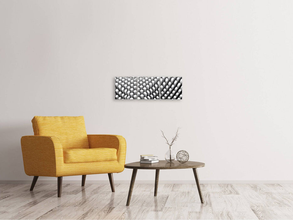 Panorama canvas picture 3 pieces 3D grid design