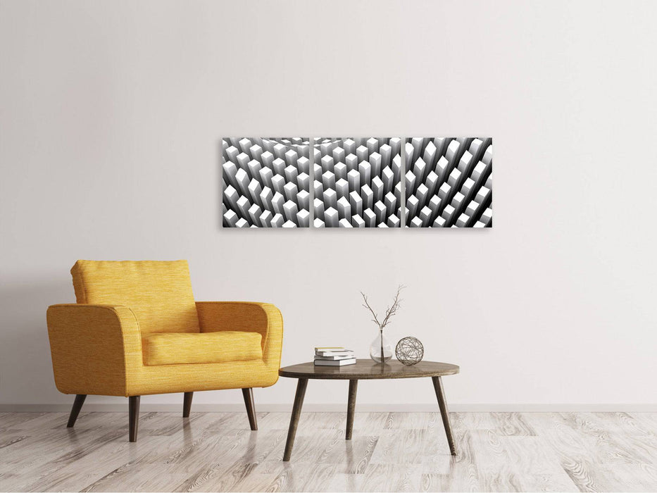 Panorama canvas picture 3 pieces 3D grid design