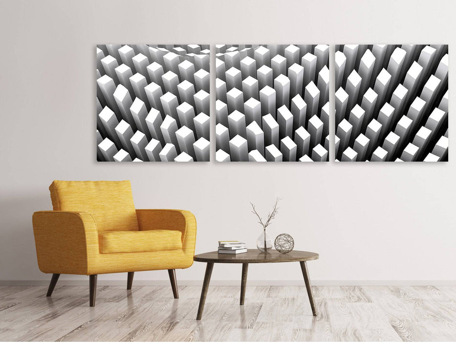 Panorama canvas picture 3 pieces 3D grid design