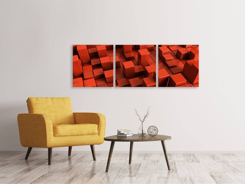 Panorama canvas picture 3-piece 3D rectangular