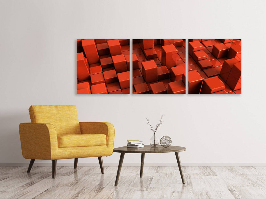 Panorama canvas picture 3-piece 3D rectangular