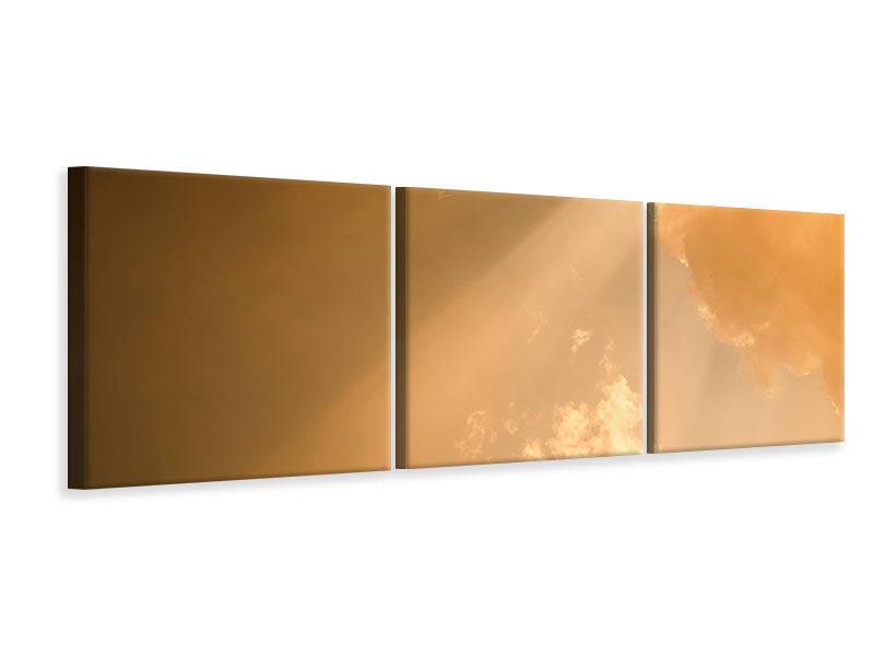 Panoramic 3-piece canvas picture evening sky