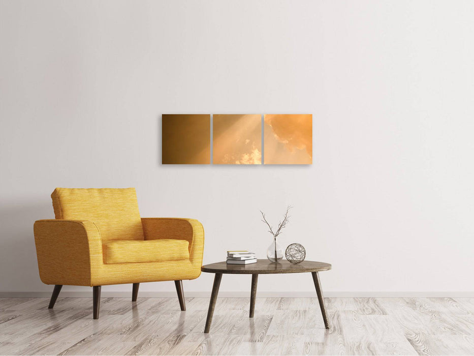 Panoramic 3-piece canvas picture evening sky