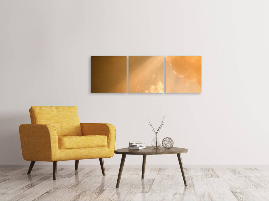 Panoramic 3-piece canvas picture evening sky