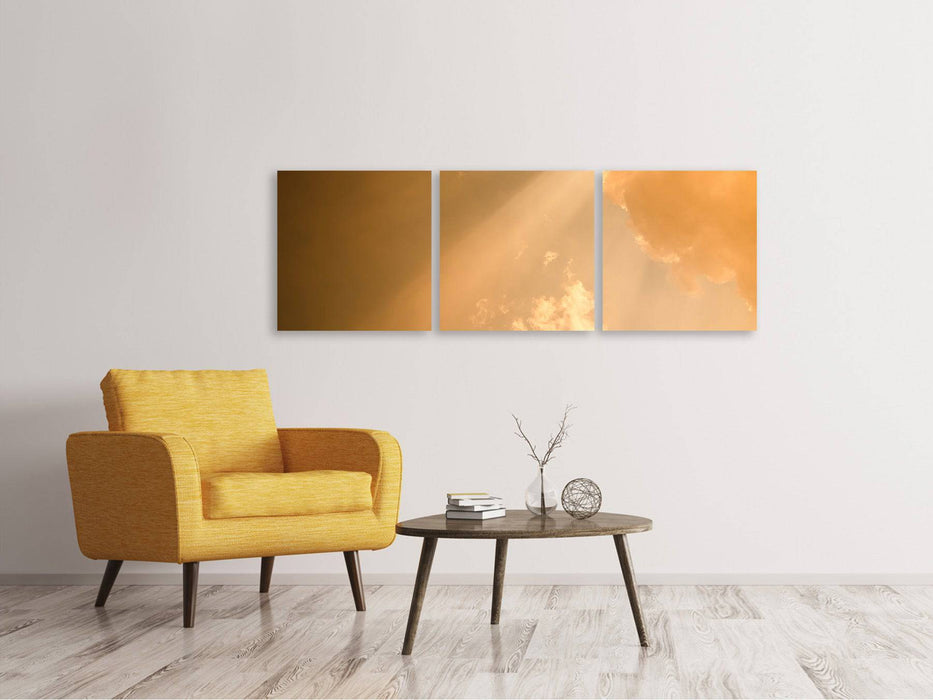 Panoramic 3-piece canvas picture evening sky