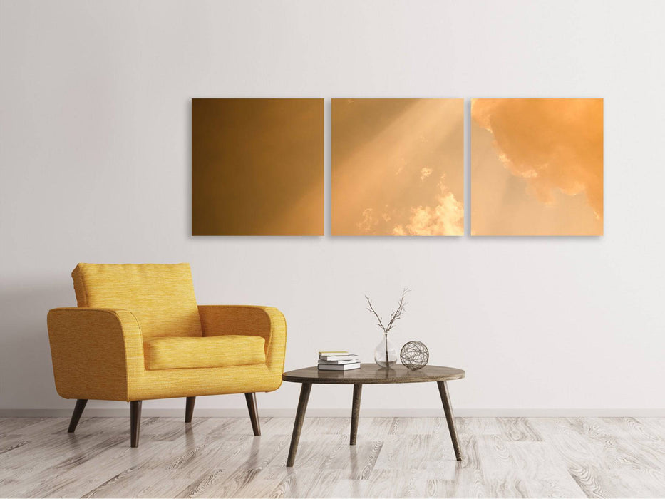 Panoramic 3-piece canvas picture evening sky