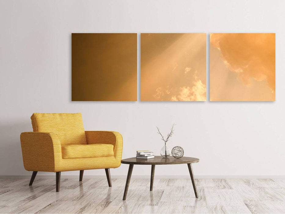 Panoramic 3-piece canvas picture evening sky