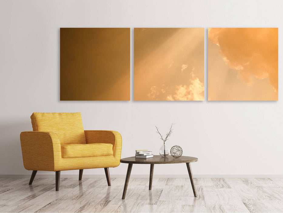 Panoramic 3-piece canvas picture evening sky