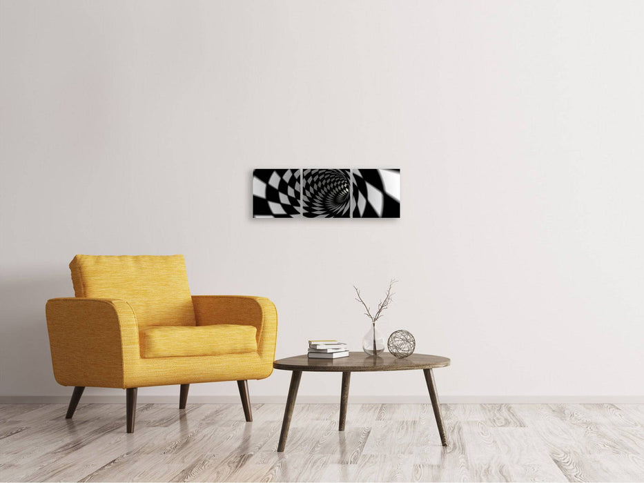 Panorama Leinwandbild 3-teilig Abstrakter Tunnel Black u0026 White