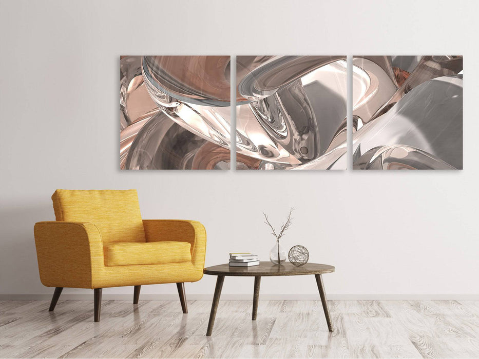 Panoramic 3-piece canvas picture Abstract glass tiles