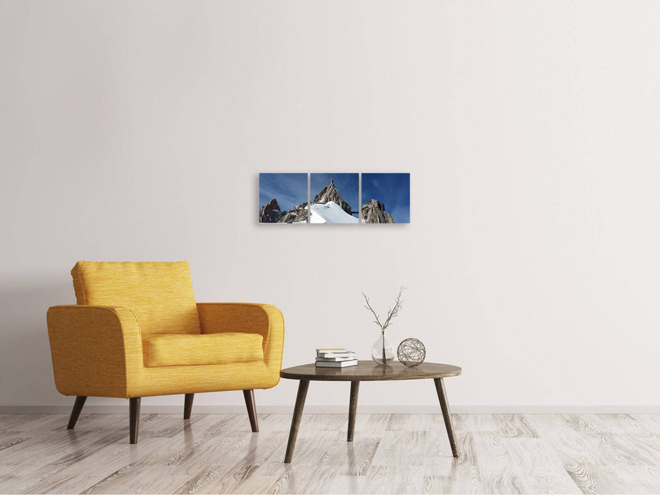 Tableau sur toile panoramique en 3 parties Aiguille du Midi