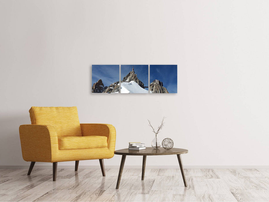 Tableau sur toile panoramique en 3 parties Aiguille du Midi