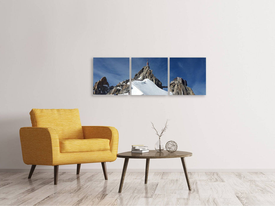 Tableau sur toile panoramique en 3 parties Aiguille du Midi