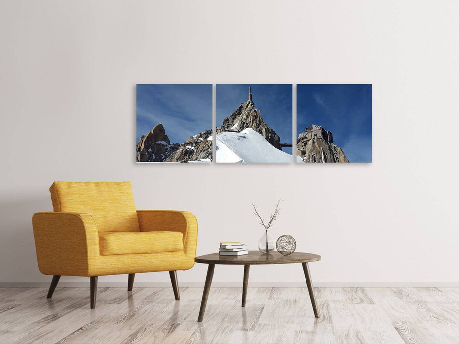 Tableau sur toile panoramique en 3 parties Aiguille du Midi