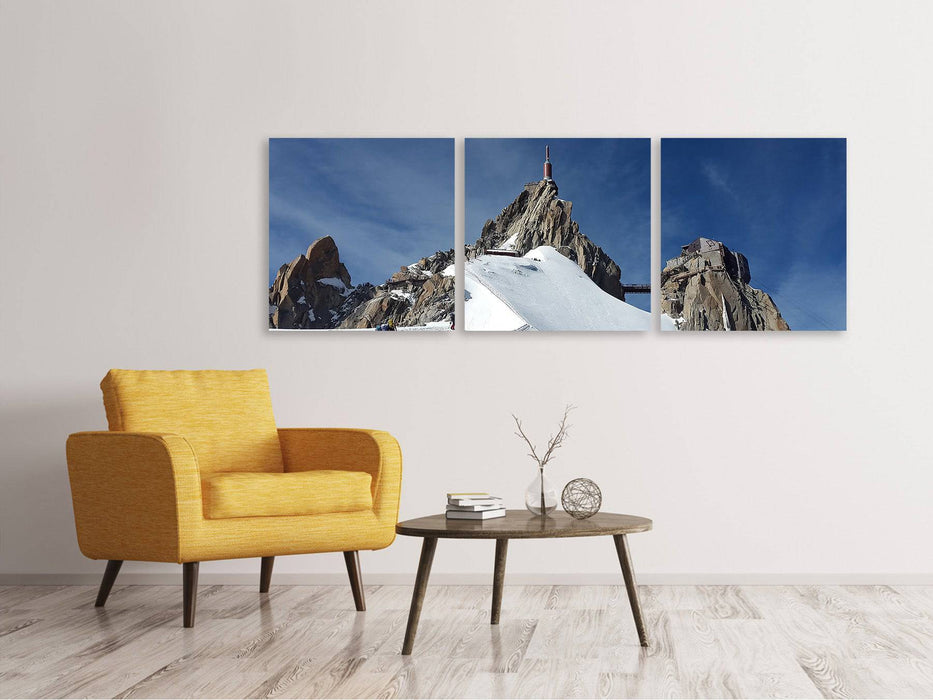 Tableau sur toile panoramique en 3 parties Aiguille du Midi