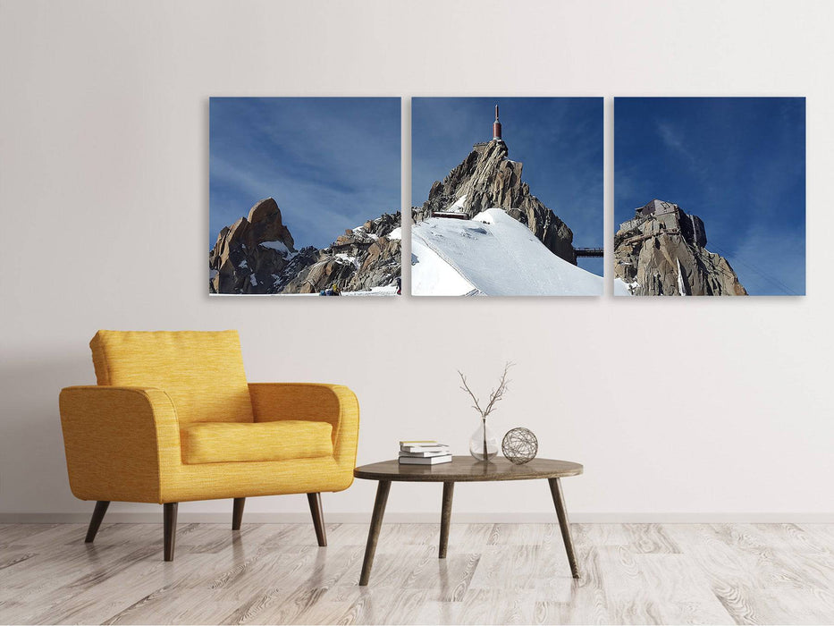 Tableau sur toile panoramique en 3 parties Aiguille du Midi