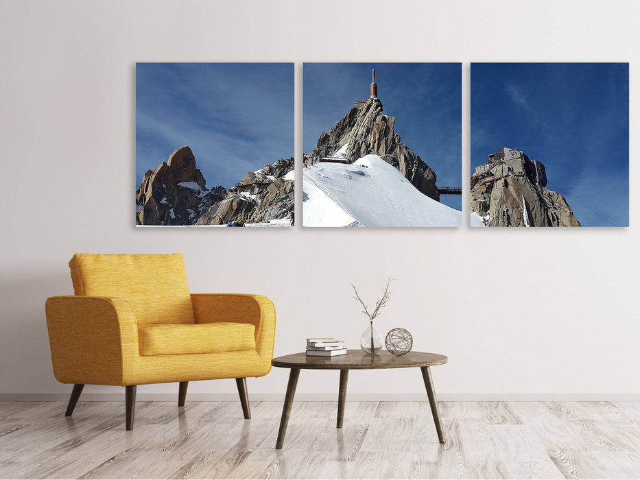 Tableau sur toile panoramique en 3 parties Aiguille du Midi