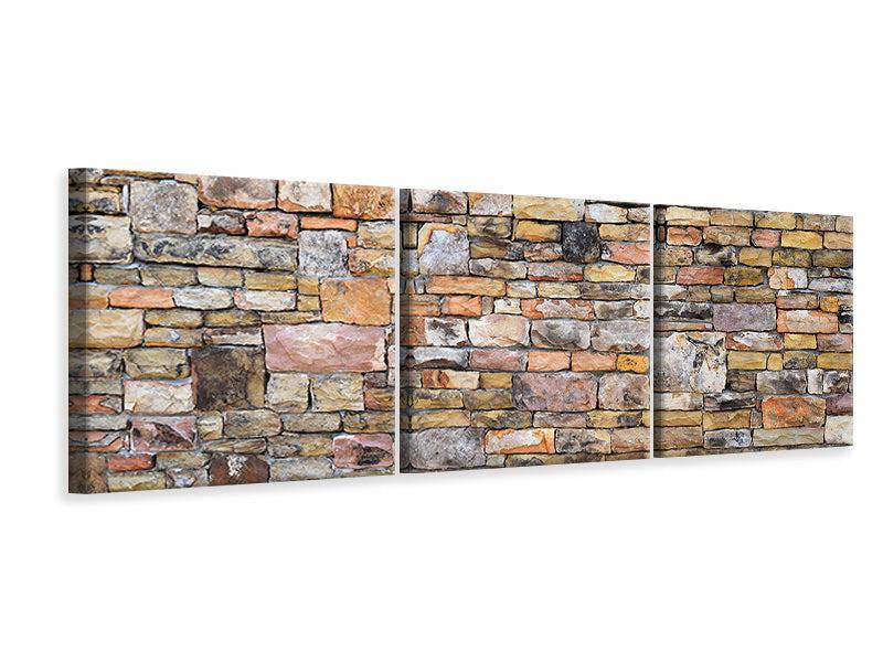 Panorama 3-piece canvas picture Old stone wall