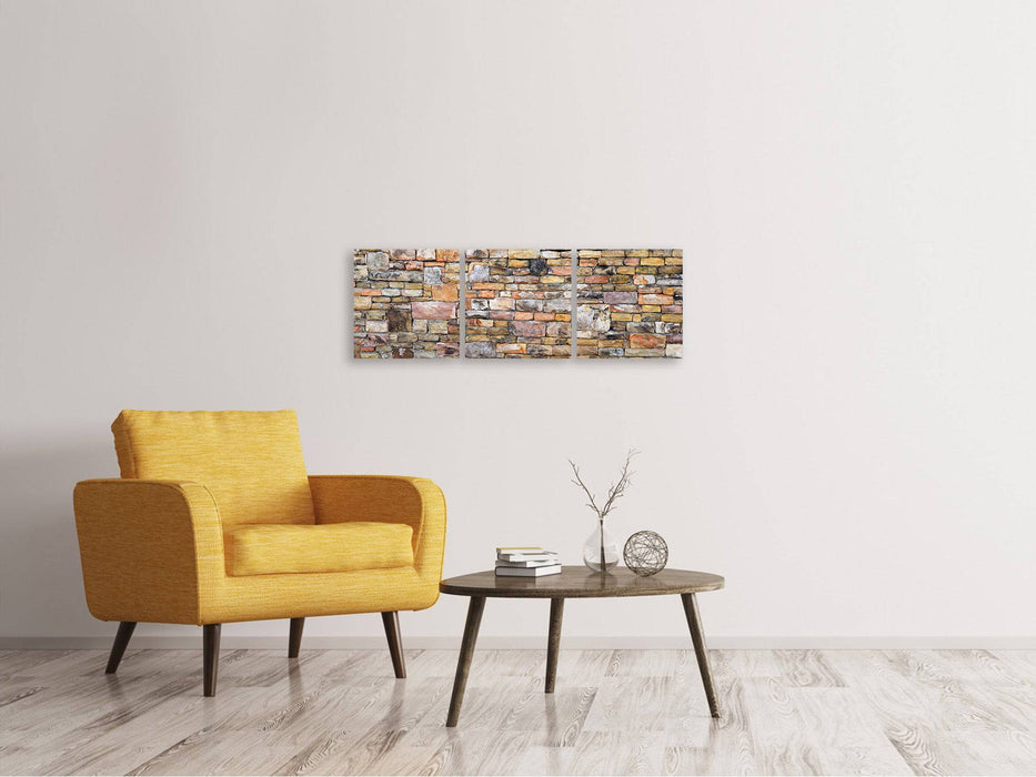 Panorama 3-piece canvas picture Old stone wall