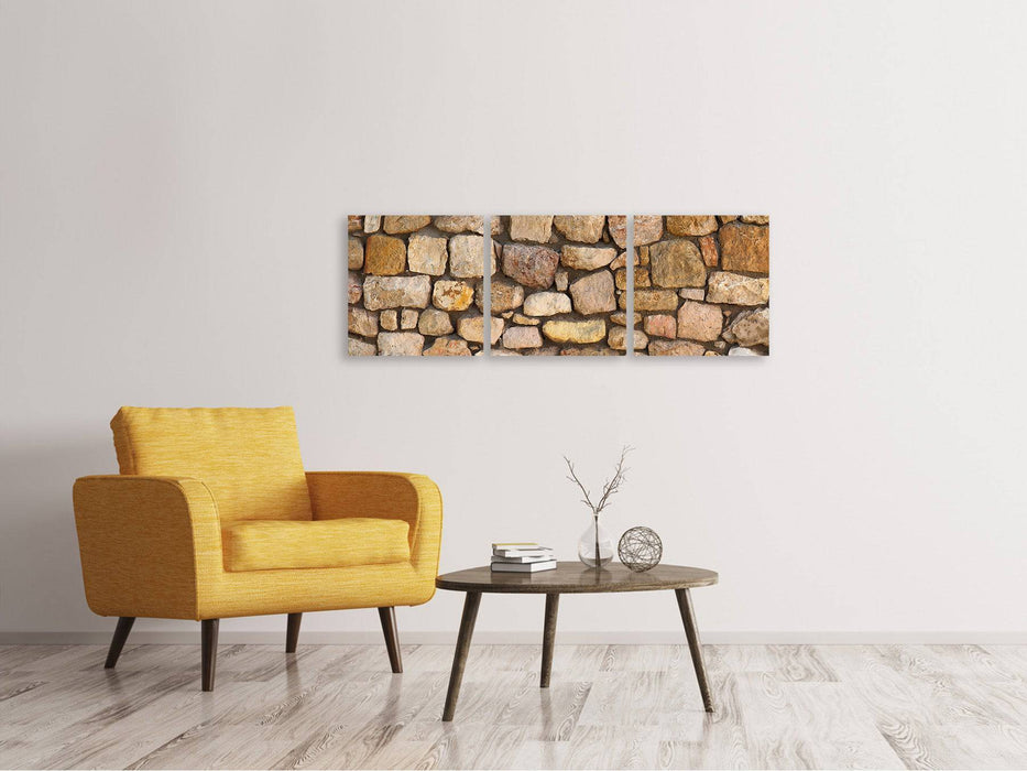 Panoramic 3-piece canvas picture Old bricks