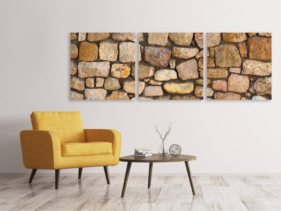 Panoramic 3-piece canvas picture Old bricks