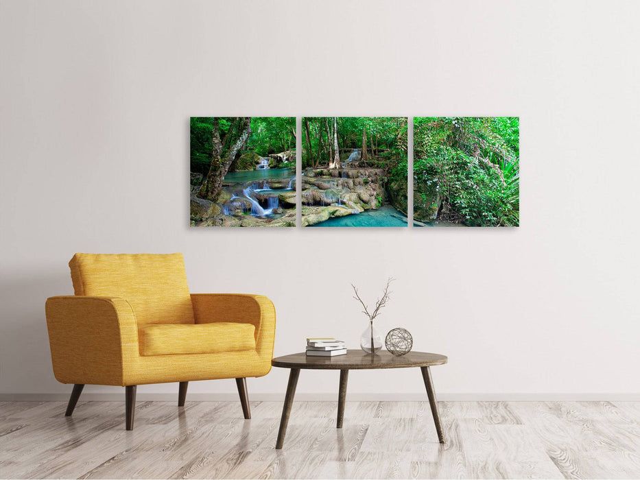 Panorama 3-piece canvas picture At the foot of Erawan