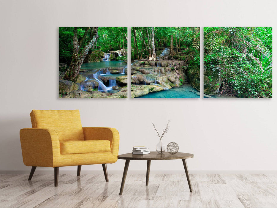 Panorama 3-piece canvas picture At the foot of Erawan